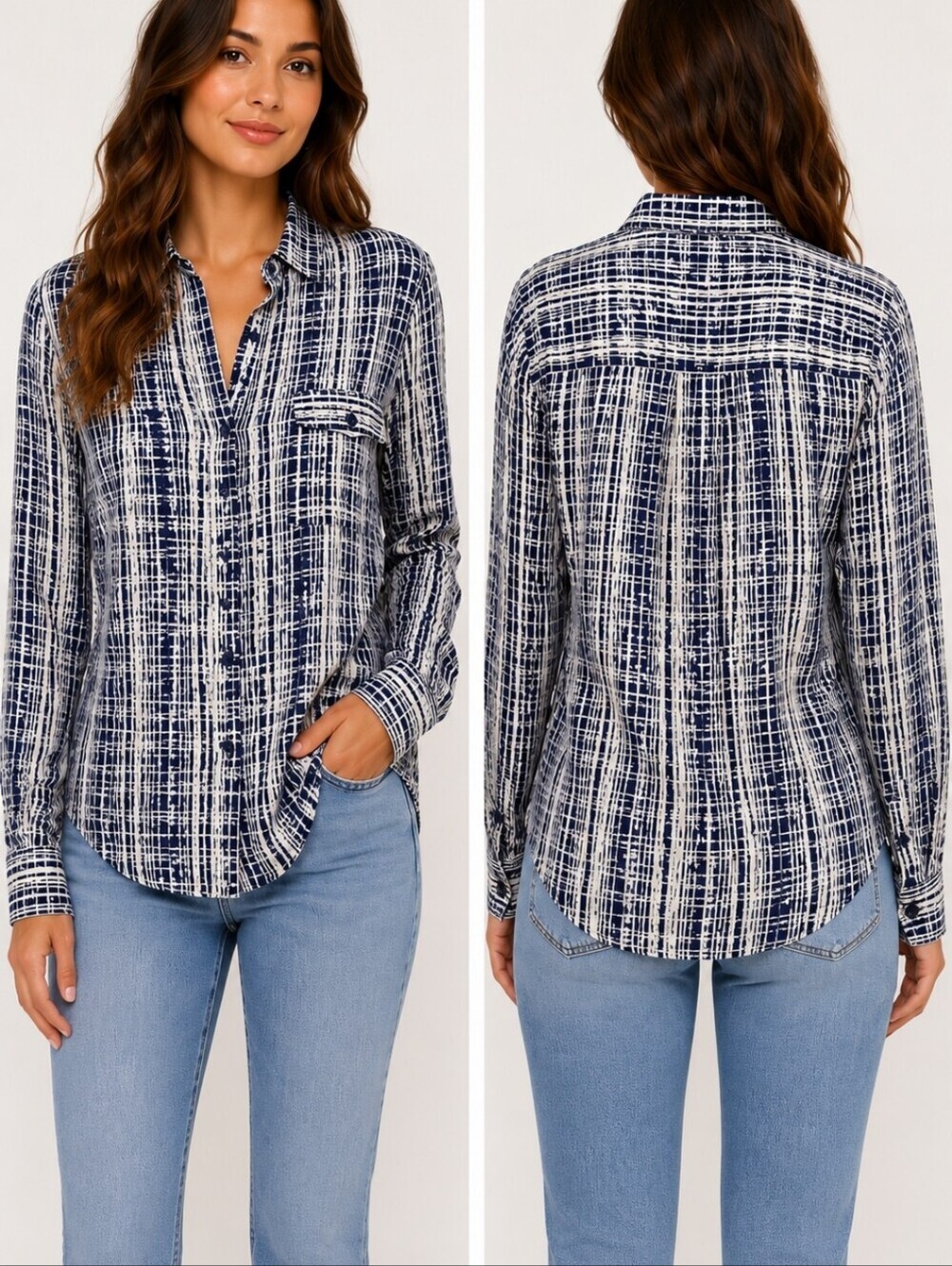 Anthropologie Holding Horses Abstract Print Rayon Button Down Blouse NWT 12